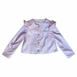 Disney Princess Girls Light Pink Faux Leather Pearly Metallic Jacket Size 14
